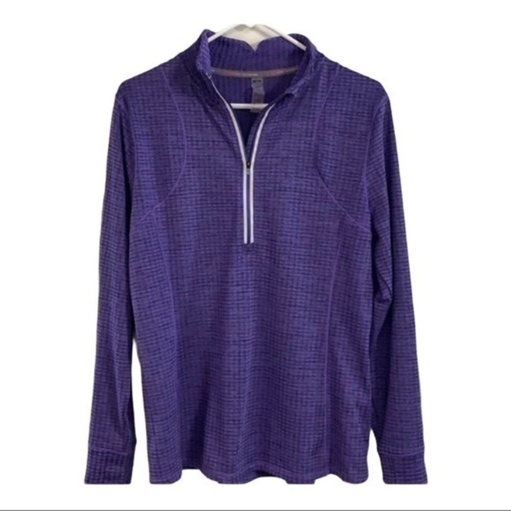 Purple Pullover Sweatshirt Women’s Size Large textured mock neck half zip
